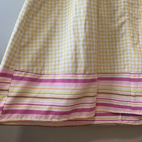 Handmade Plus Size Cotton Viscose Yellow White Gingham Pink Stripes Dress - Picture 11 of 12
